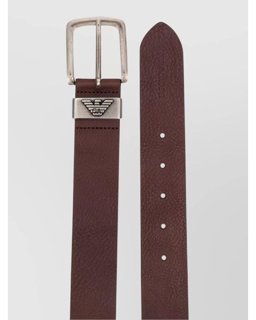 Emporio Armani Brown Leather Belt With Adjustable Fit And Length for men