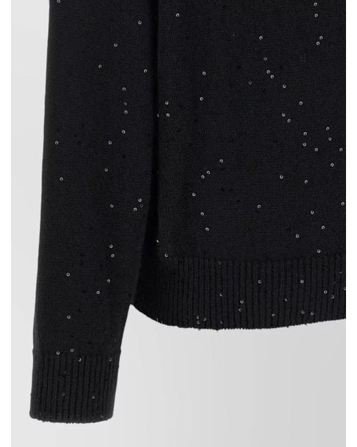 Brunello Cucinelli Blue Diamante Sequin V Neck Cashmere Sweater
