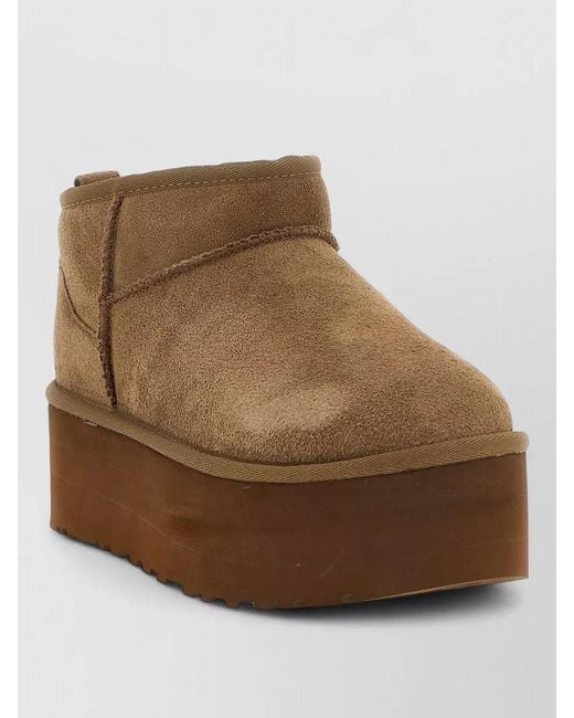 Ugg Brown Leather Platform Ankle Boots
