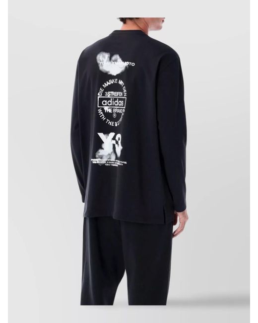 Y-3 Blue Cotton Long-Sleeve T-Shirt for men