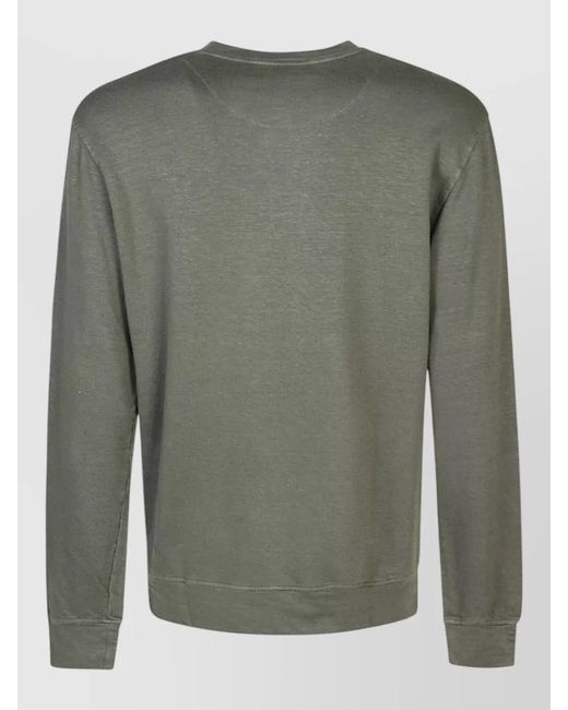 Original Vintage Gray Linen Cotton Blend Sweatshirt Round Neck for men