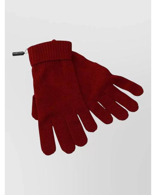 Dolce & Gabbana Red Cashmere Knit Gloves for men