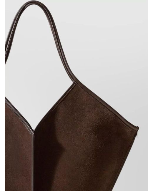 Hereu Brown Calella Suede Leather Shoulder Tote Bag
