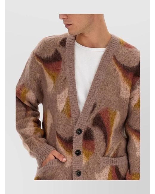 Etro Multicolor Mohair V-Neck Cardigan for men