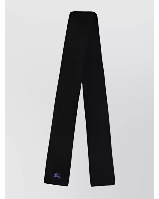 Burberry Black Cashmere Ribbed Embroidered Rectangular Scarf
