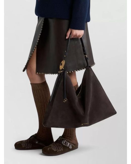 Etro Black Large Leather Tote Bag