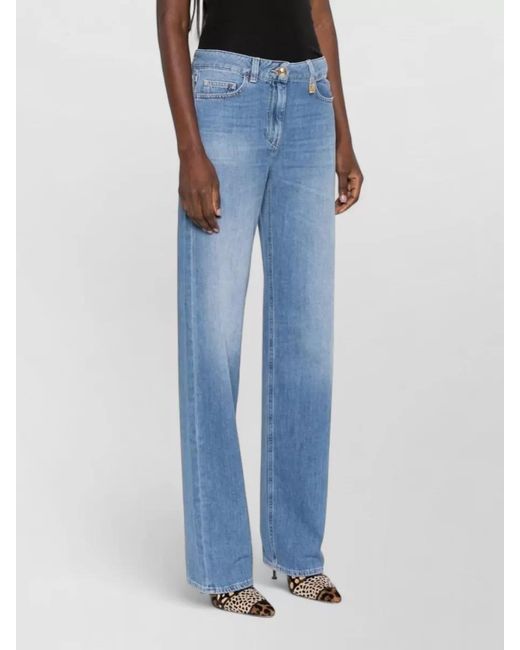 Elisabetta Franchi Blue Denim Wide-Leg Trousers