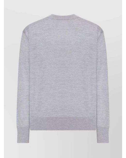 AMI Gray Ribbed Crewneck Cotton Sweater for men