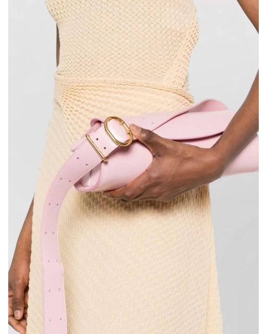 Jil Sander Pink Cannolo Small Leather Belt Bag Rectangular