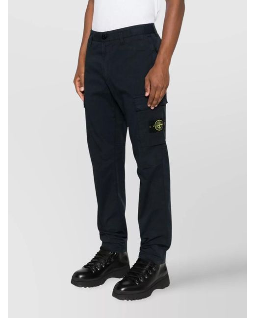 Stone Island Blue Cotton Cargo Trousers for men