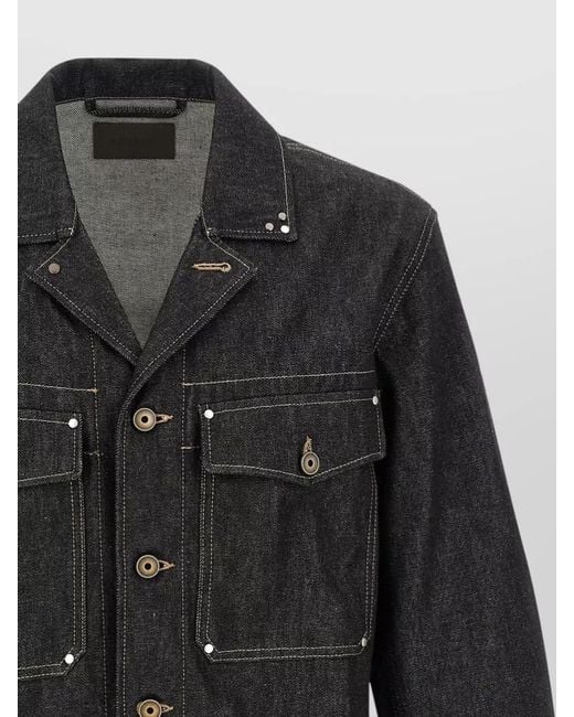 Lemaire Black Denim Style Trucker Jacket Chest Pockets for men