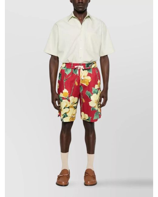 Drole de Monsieur Red Linen Blend Deck Shorts for men
