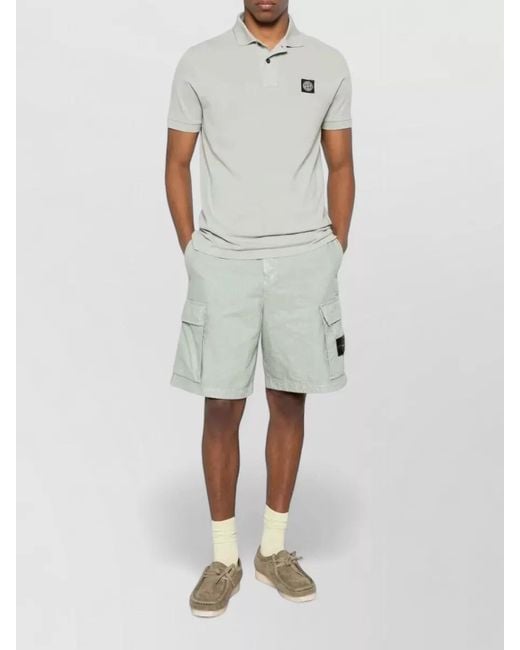 Stone Island Gray Loose-Fit Cargo Bermuda Shorts for men