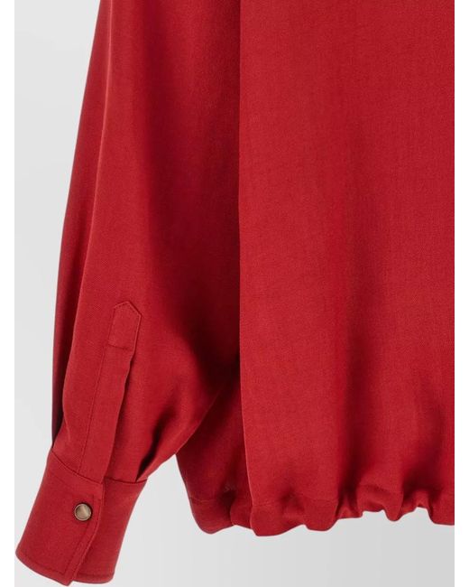 Brunello Cucinelli Red Linen-Blend Twill Long-Sleeve Shirt