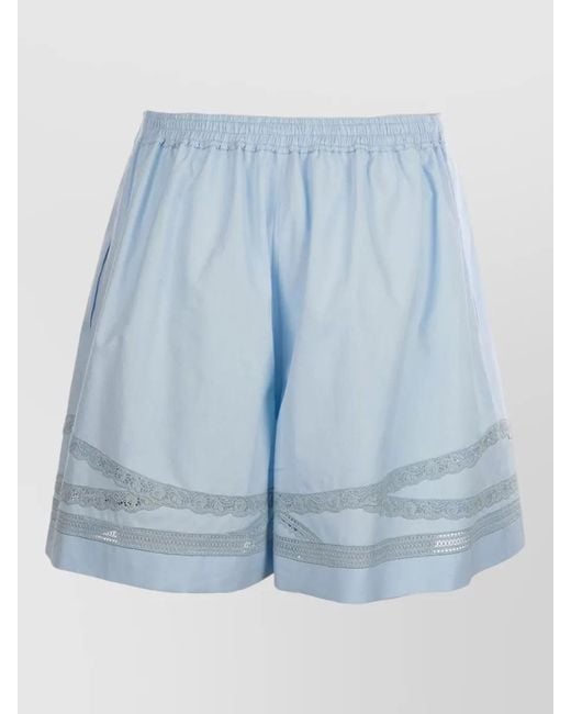 Ermanno Scervino Blue Shorts Lace Trim Button Detail Design