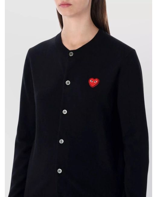 COMME DES GARÇONS PLAY Blue Wool Crystal-Embellished Cardigan