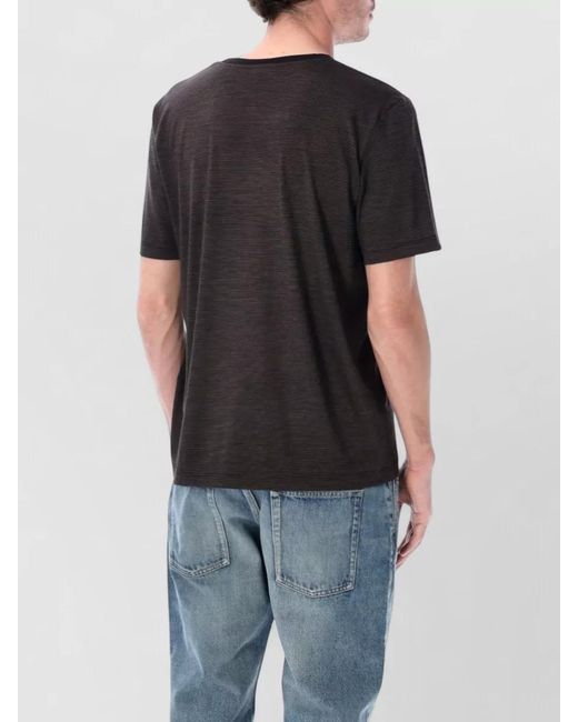 Saint Laurent Black Cassandra Striped Logo Short Sleeve T-Shirt for men