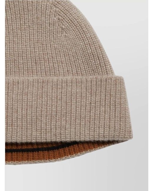 Zegna Natural Ribbed Cashmere Beanie for men