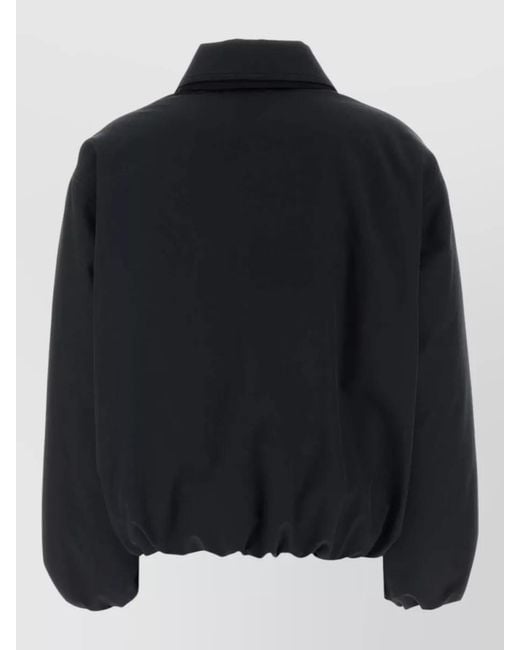 Jil Sander Black Polyester Down Jacket Collared Cropped Elastic Cuffs