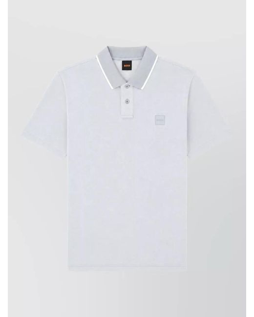 Boss White Short Sleeve Polo Collar Cotton Jersey for men