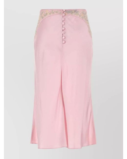Prada Pink Silk High-Rise Midi Skirt