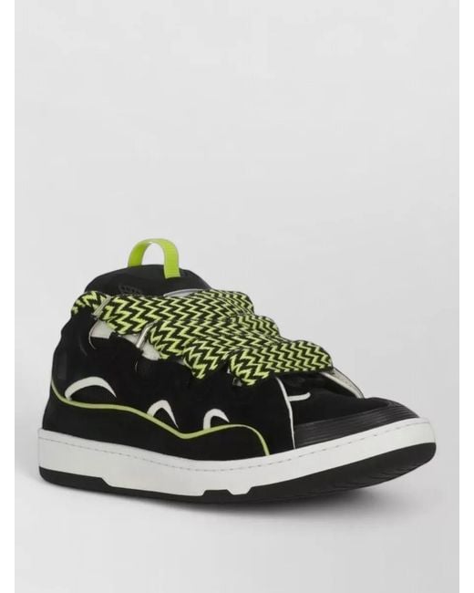 Lanvin Green Low Top Leather Sneakers Lace Detail