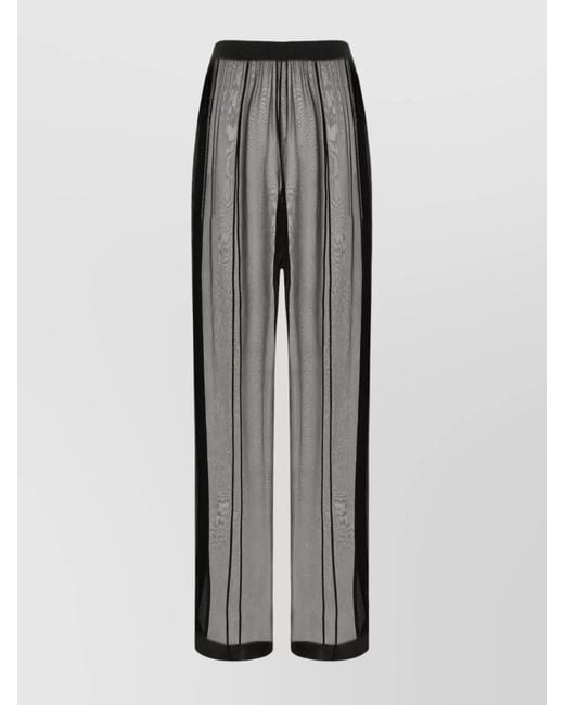Saint Laurent Gray Silk Wide-Leg Trousers