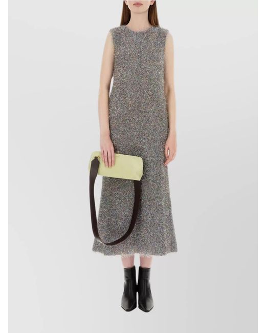 Jil Sander Gray Sleeveless Crew-Neck Midi Dress