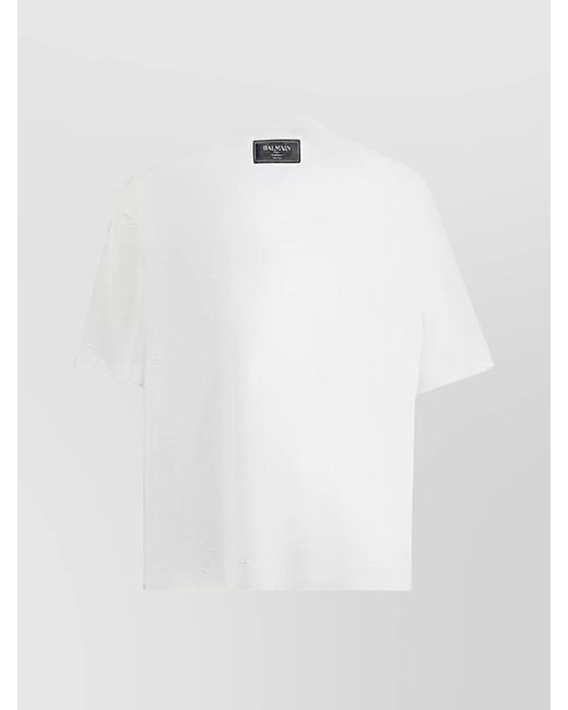 Balmain White Cotton Kiss Print T-Shirt