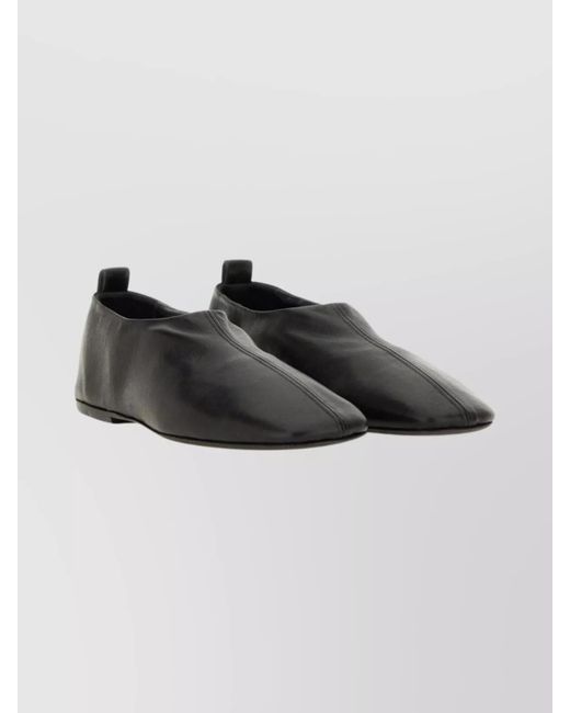 Dries Van Noten Black Leather Ballerina Shoes