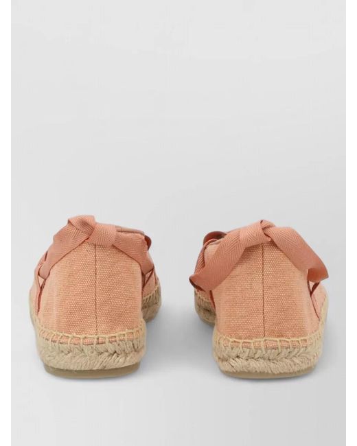 Castaner Natural Canvas Bow Espadrille Flat Shoes