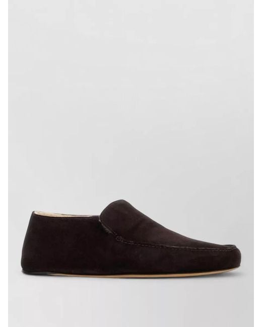 The Row White Suede Leo Loafers Round Toe Flat Sole for men