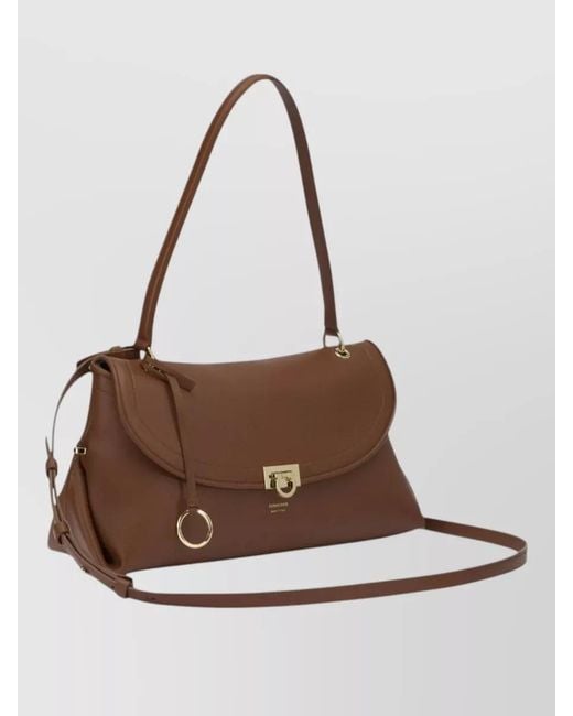 Ferragamo Brown Gancini Leather Clutch Bag