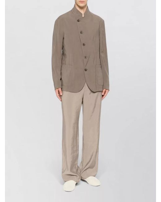 Emporio Armani Brown Tailored Blazer Jacket Front Pockets Stand Collar for men