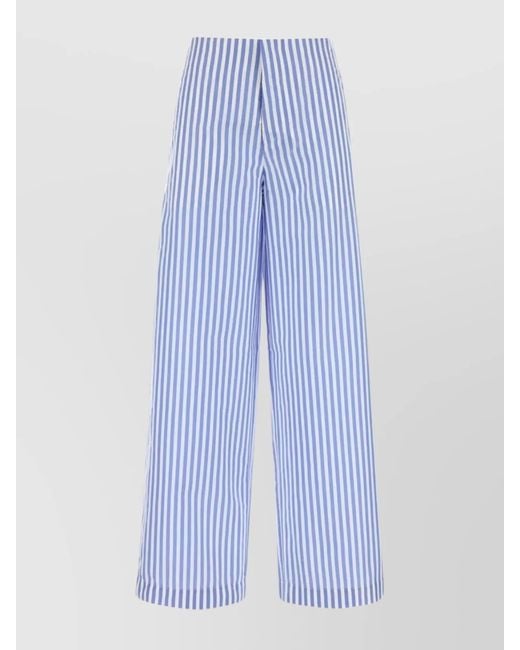 Philosophy Blue Striped Embroidered Wide-Leg Trousers