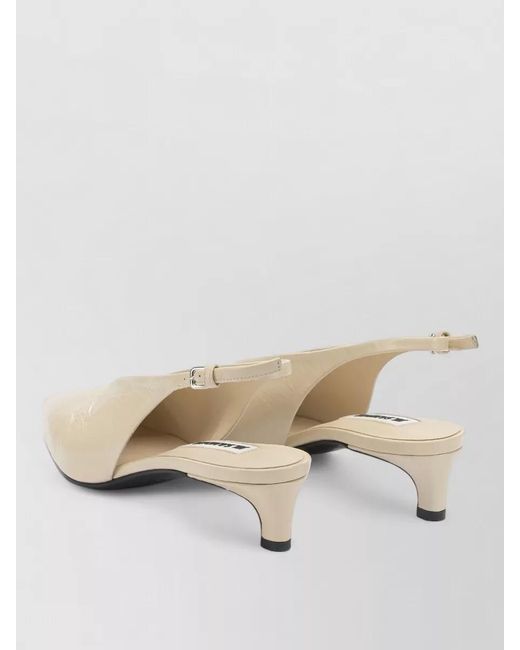 Jil Sander Natural Leather Slingback Pumps Pointed Toe Kitten Heel