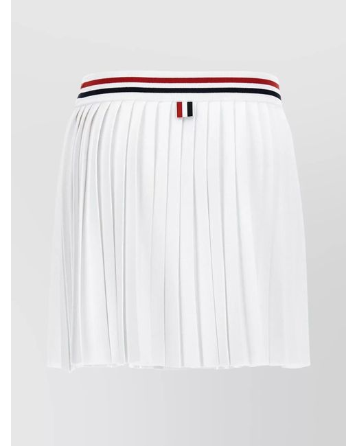 Thom Browne White Pleated Thigh-Length Miniskirt