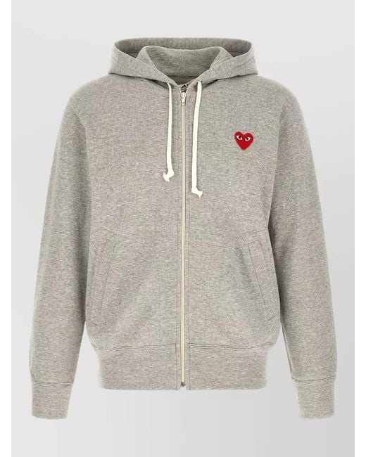 COMME DES GARÇONS PLAY Gray Cotton Zip-Up Hoodie for men