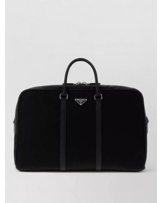 Prada Black Re Nylon Travel Bag Rectangular Top Handles for men