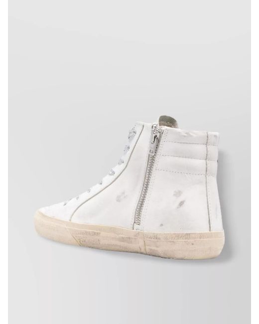 Golden Goose Deluxe Brand White Leather Panelled Hi-Top Sneakers