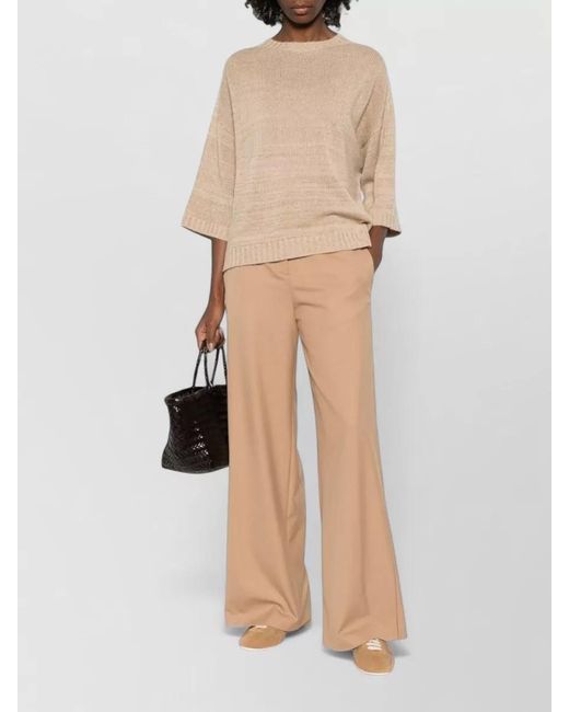 Fabiana Filippi Natural Silk Cashmere Fine-Knit Three-Quarter Sleeve Jumper