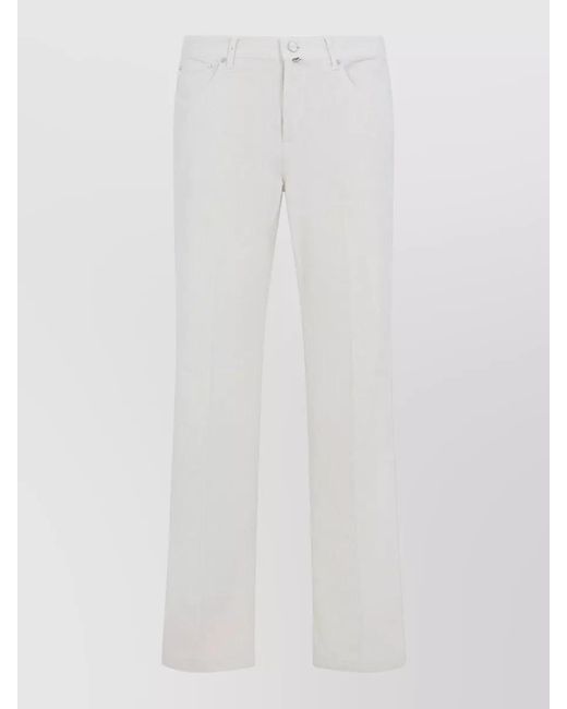 Kiton White Cotton Corduroy Straight Leg Five Pocket Pants for men