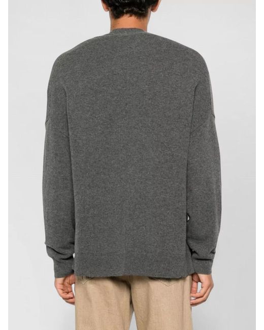 Extreme Cashmere Gray Cashmere Ribbed V-Neck Cardigan