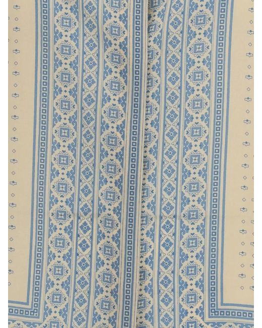 Ermanno Scervino Blue Geometric Print Straight Jacket Long Sleeves Buttons