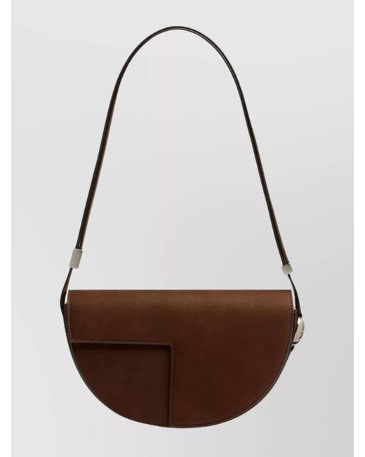 Patou Brown Nubuck Shoulder Bag Adjustable Strap Design