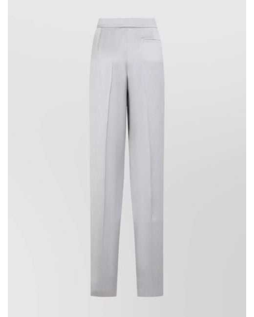 Giorgio Armani White Silk Straight-Leg Tailored Trousers