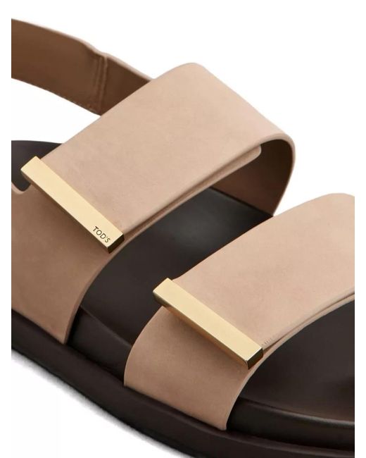 Tod's Brown Flat Sandals Tone Hardware Straps