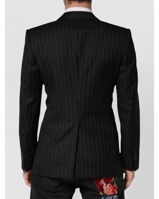 Dolce & Gabbana Black Pinstripe Double-Breasted Blazer for men