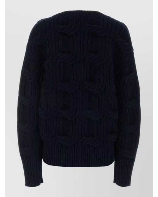 Stella McCartney Blue Wool Sweater Cable Knit V Neck