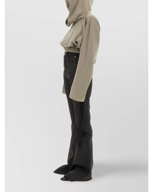 Rick Owens Gray Cropped Hooded Sweatshirt